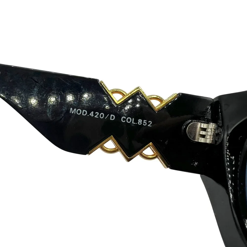 Gianni Versace 420/D Black & Gold Medusa Side Oversized Sunglasses w/ Case
